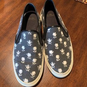 Coach rose design slip on shoes